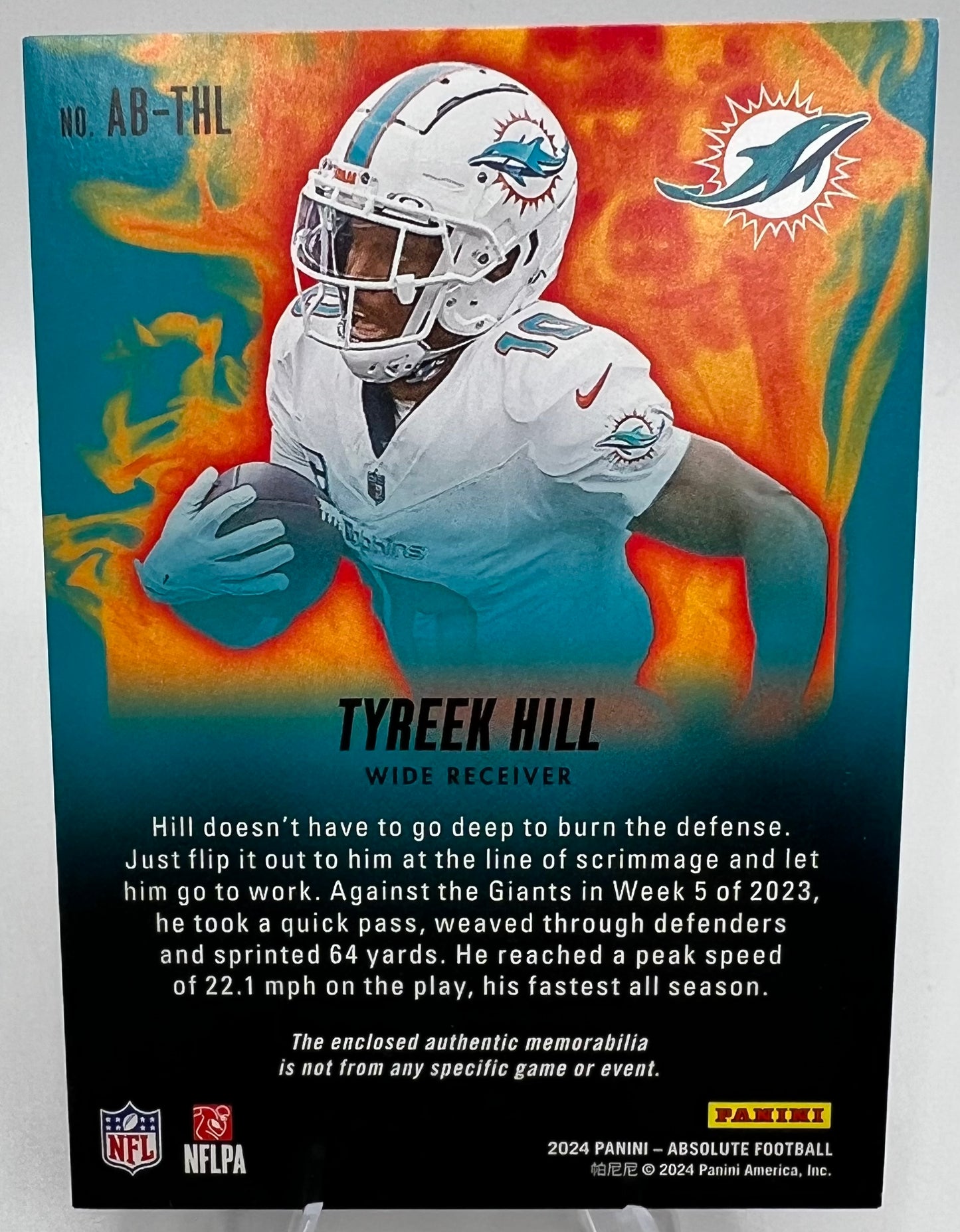 2024 Panini Absolute Tyreek Hill Burners Patch Football Card