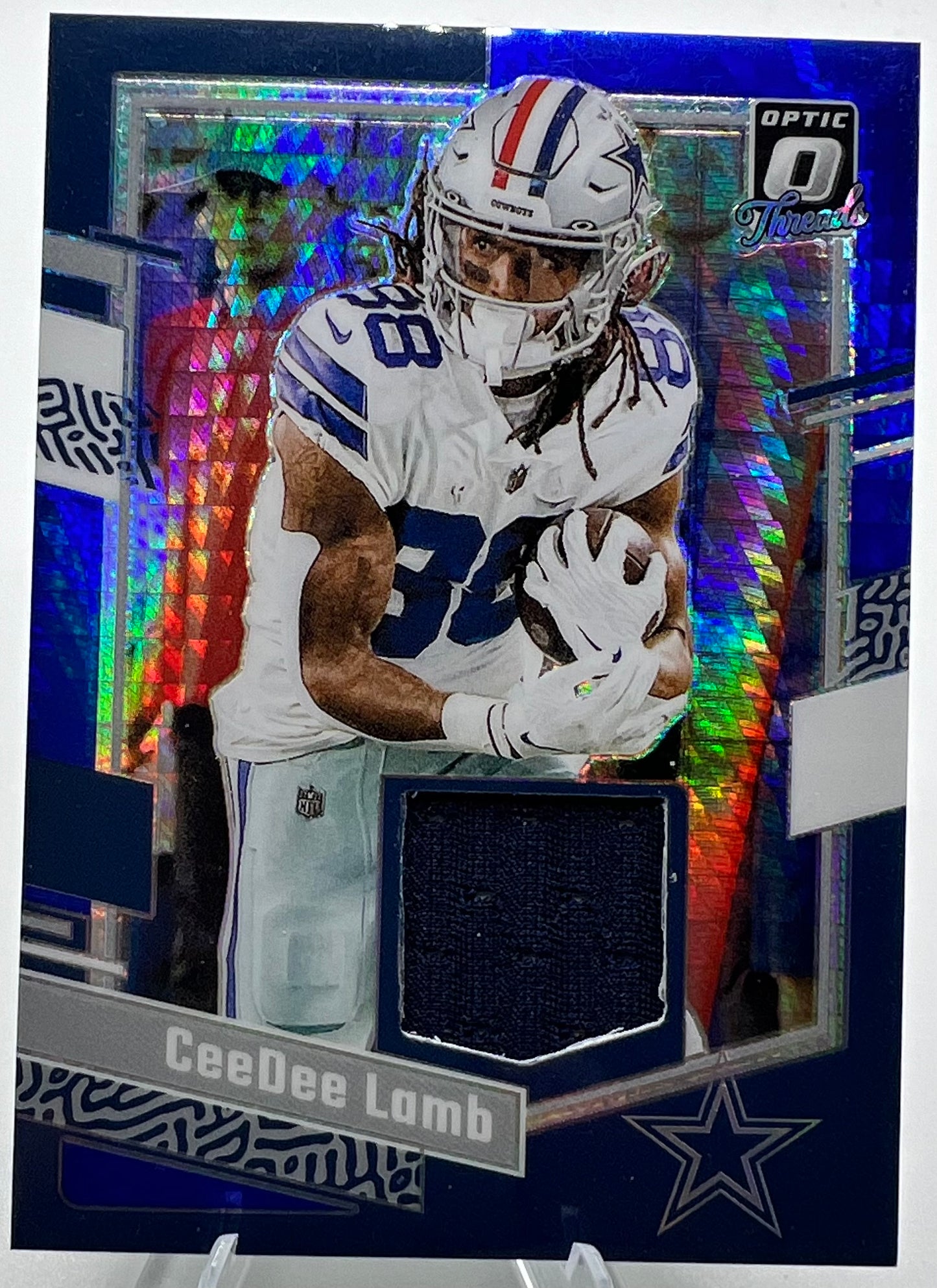 2023 Donruss Optic CeeDee Lamb Blue Hyper Prizm Threads Patch