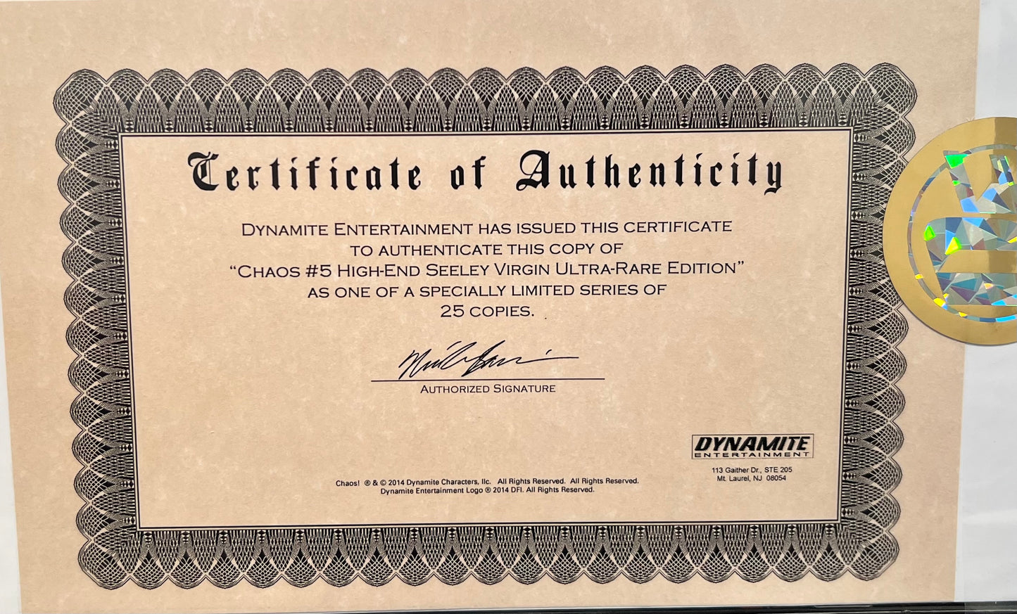 Chaos #5 High End Seeley Virgin Ultra Rare Edition w/COA from DF