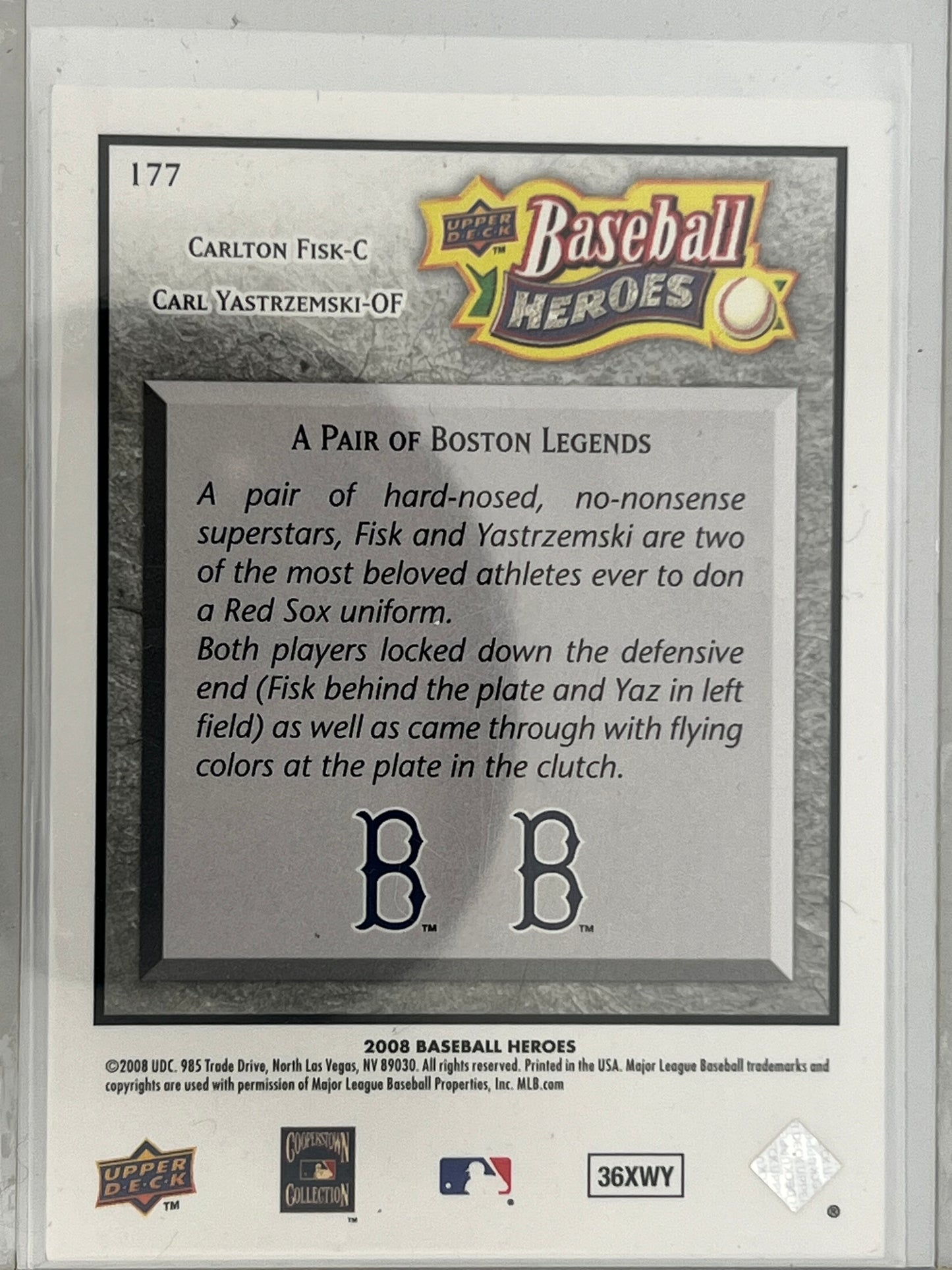2008 Carl Yastrzemski & Carlton Fisk Numbered 255/399
