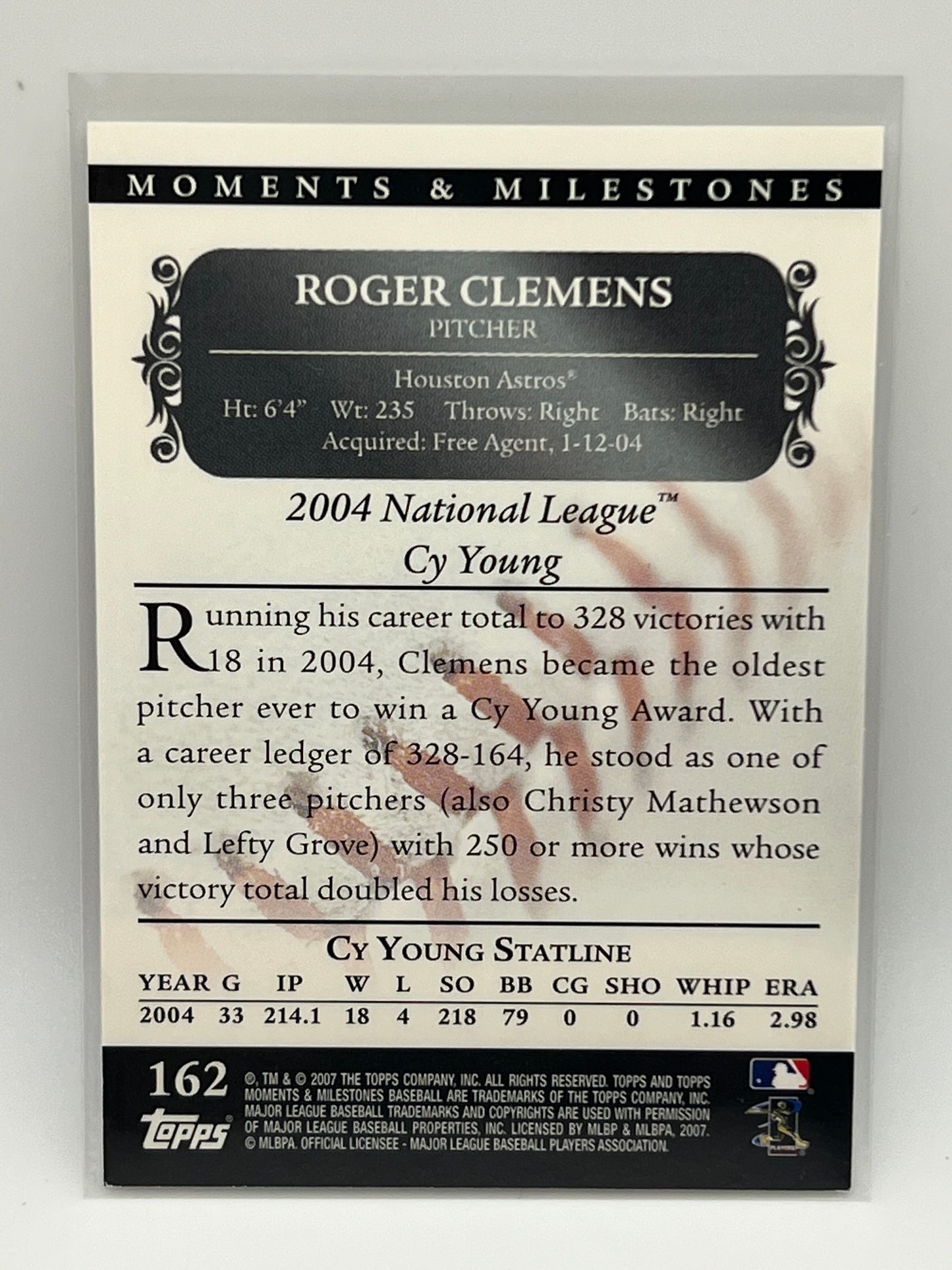2007 Roger Clemens Numbered 141/150
