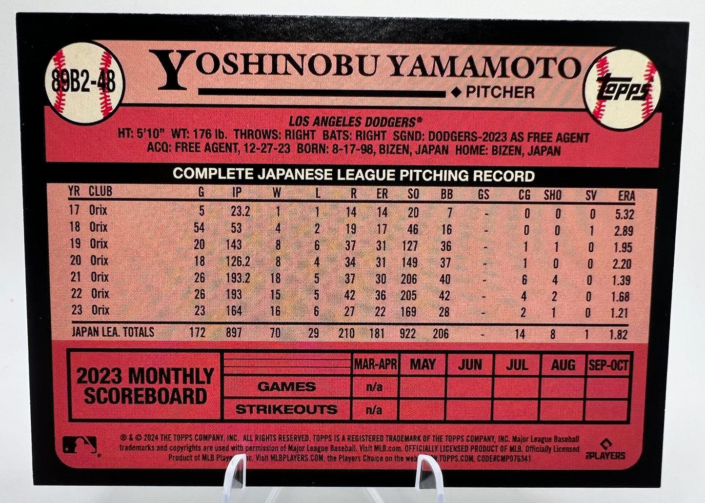 2024 Yoshinobu Yamamoto LA Dodgers Rookie