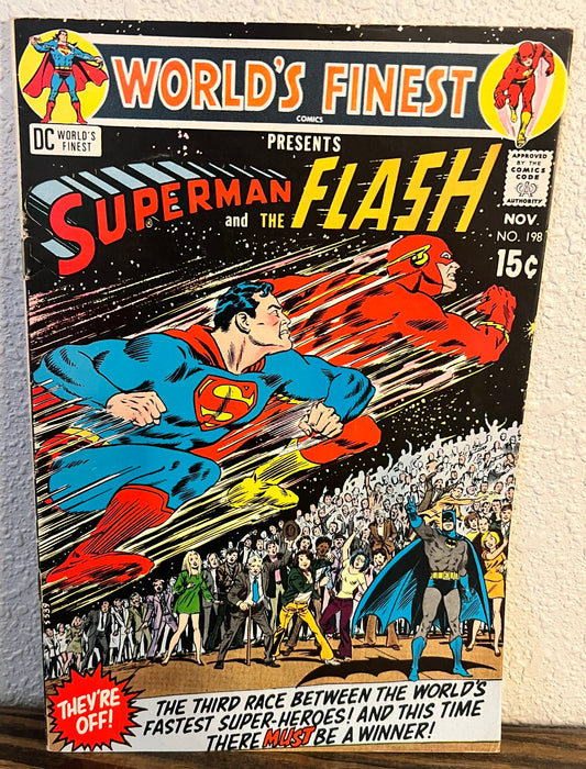 World's Finest Comic #198 3rd Superman vs Flash Race, DC Comic 1970