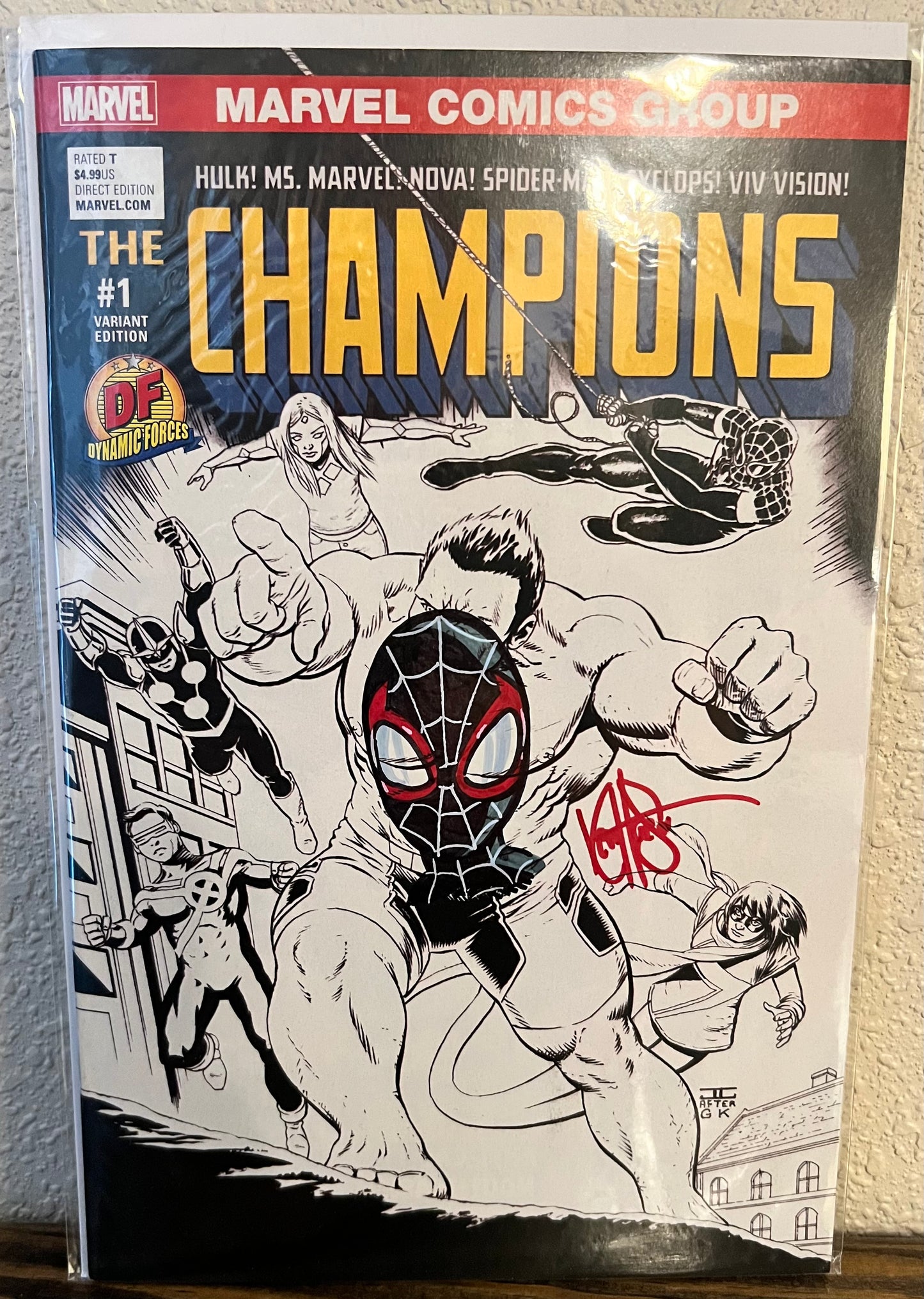 Champions #1 DF Exlusive John Cassaday B&W Sketch, Signed