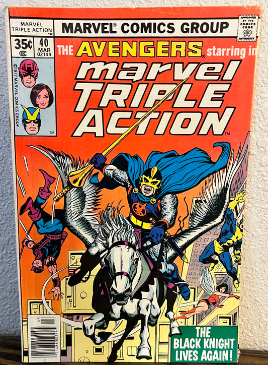 Marvel Triple Action #40 (1978) Reprints Avengers #48 - 1st App. Black Knight Vintage