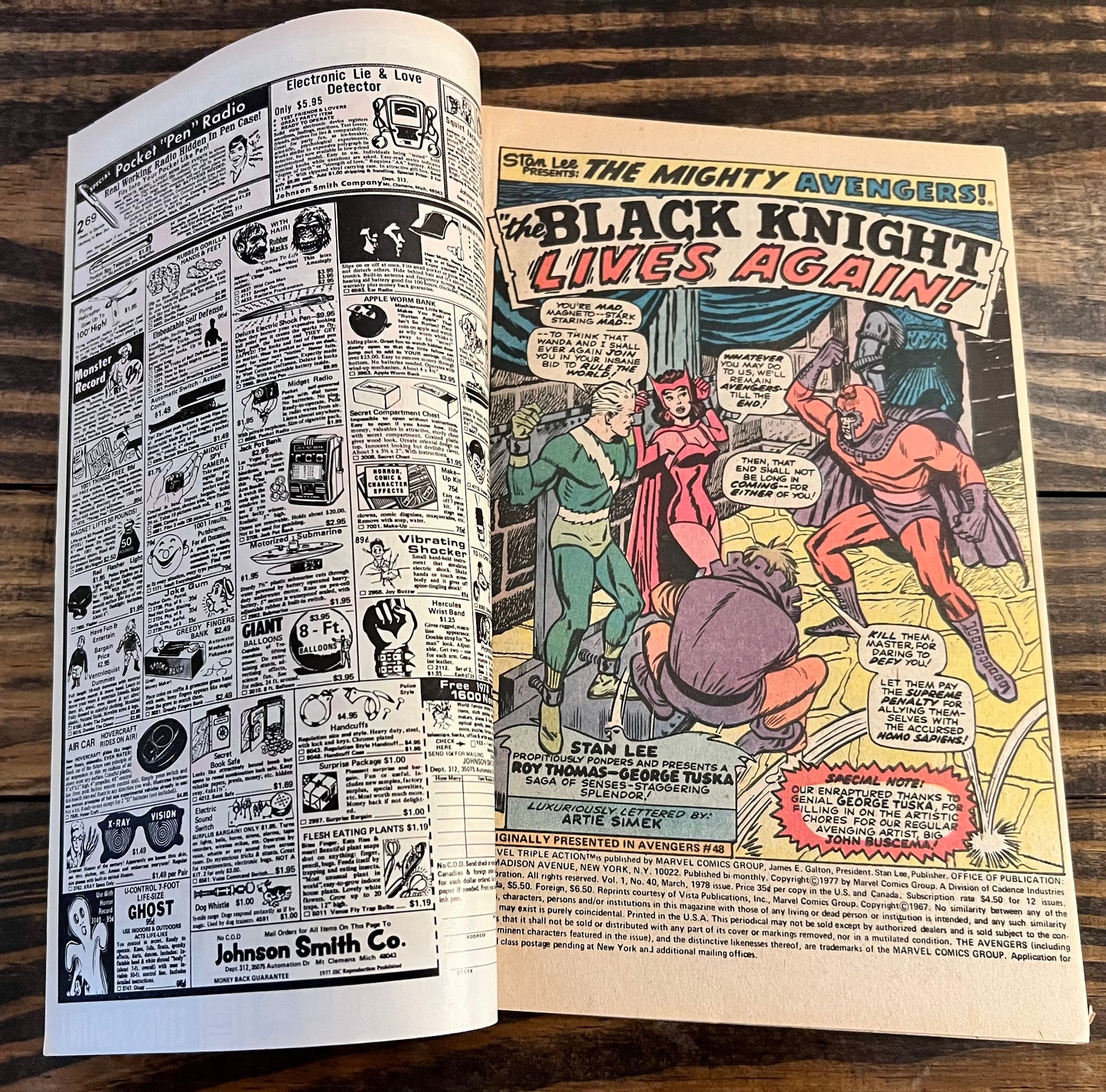 Marvel Triple Action #40 (1978) Reprints Avengers #48 - 1st App. Black Knight Vintage