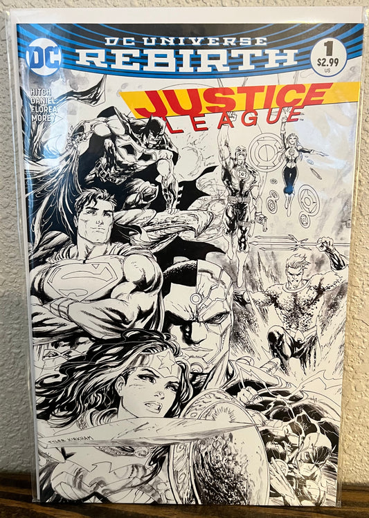 Justice League #1 (2016) Dynamic Forces B&W Variant Exclusive w/COA DC Comics