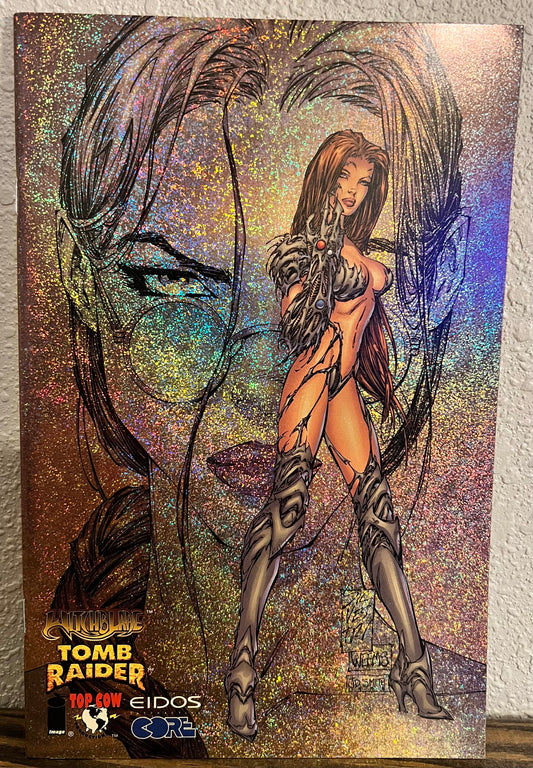 Witchblade/Tomb Raider #1 Gold Speckle Prismatic Holofoil Variant 1998
