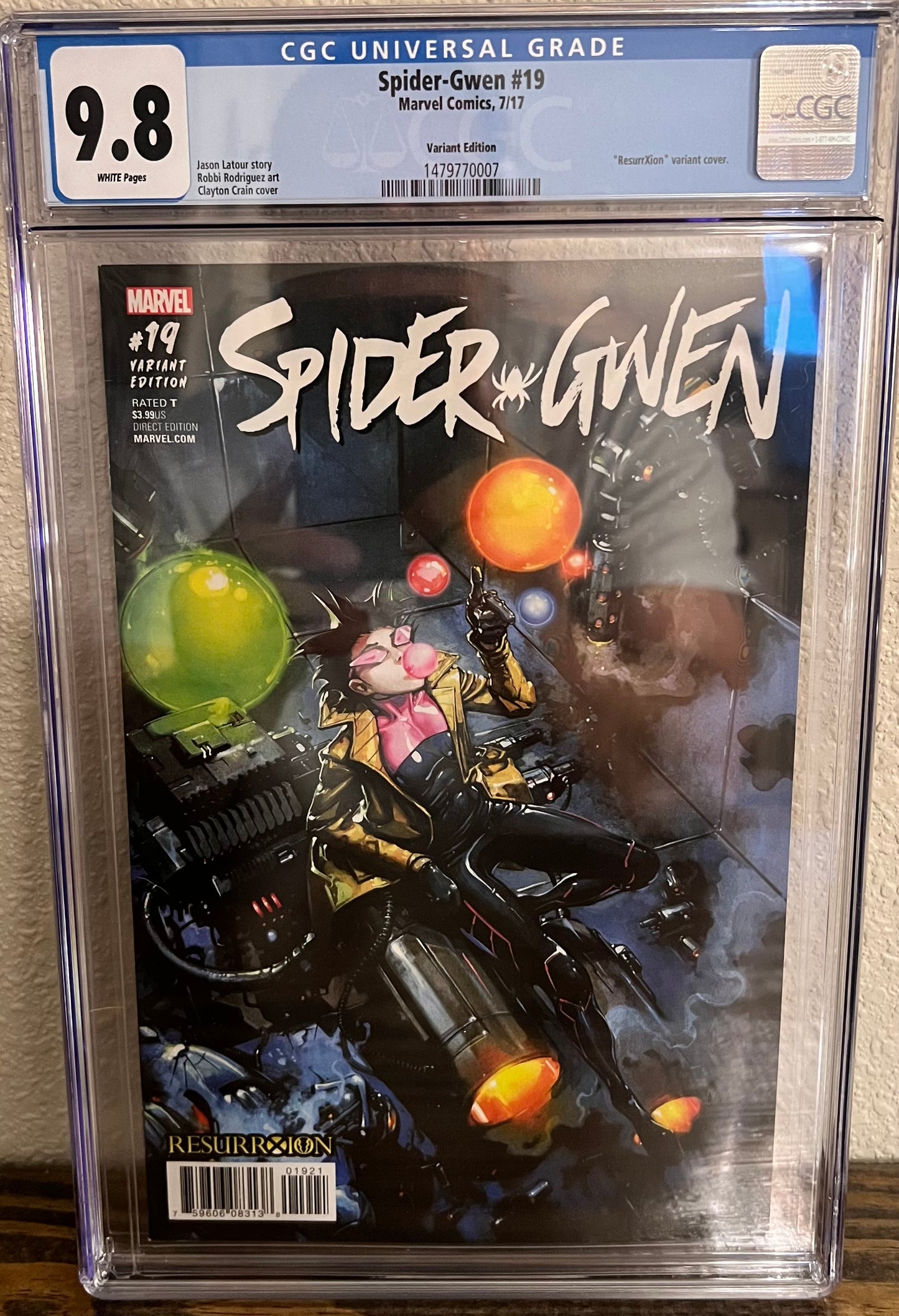 Spider-Gwen #19 - Clayton Crain Variant, 1st Gwenom Symbiote CGC 9.8