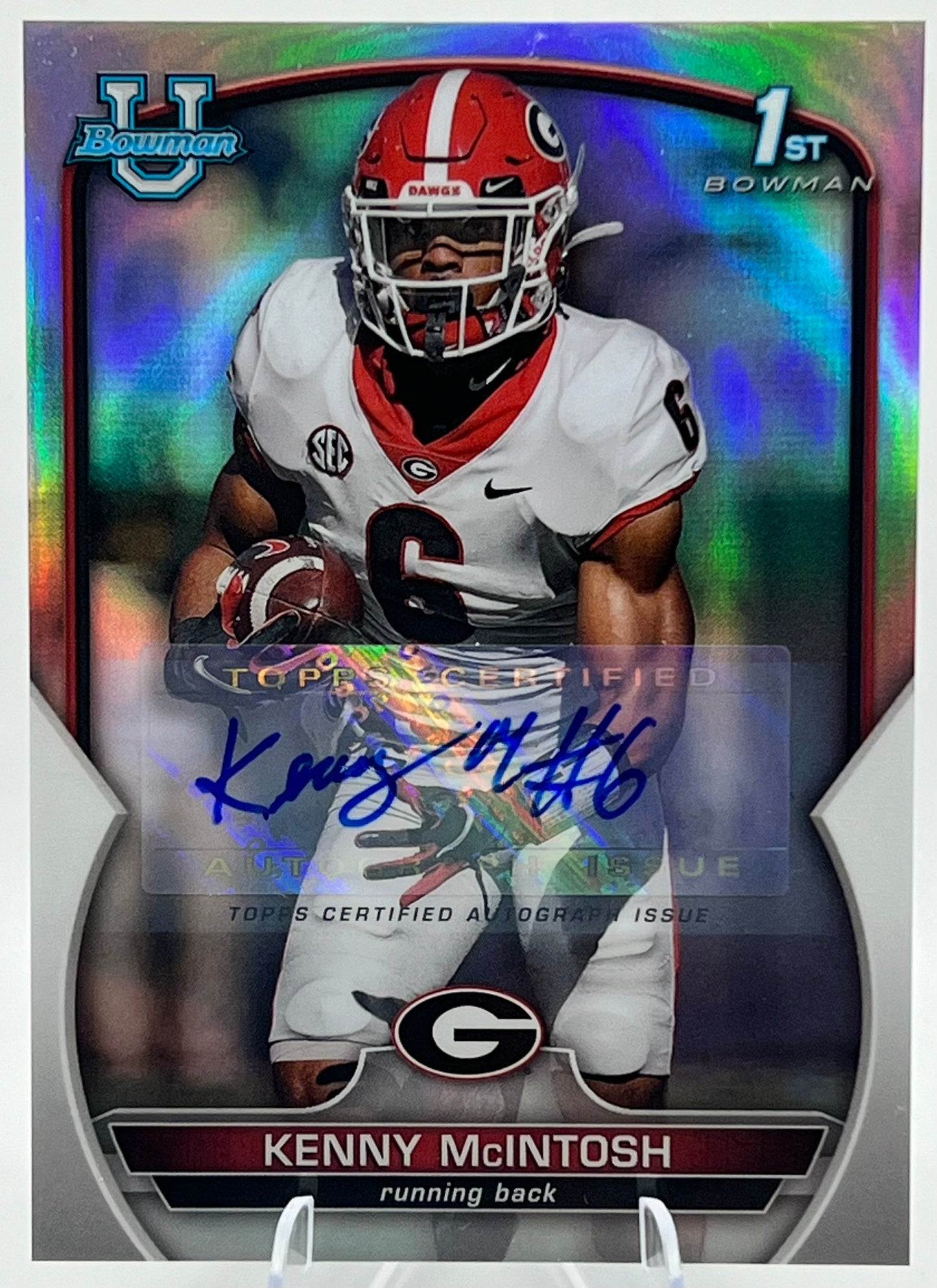 2022 Bowman Chrome University Kenny Mcintosh 1st Refractor Auto Football Card #210/499