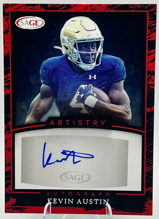 2022 SAGE Artistry Football RED #A-KA Kevin Austin Autograph