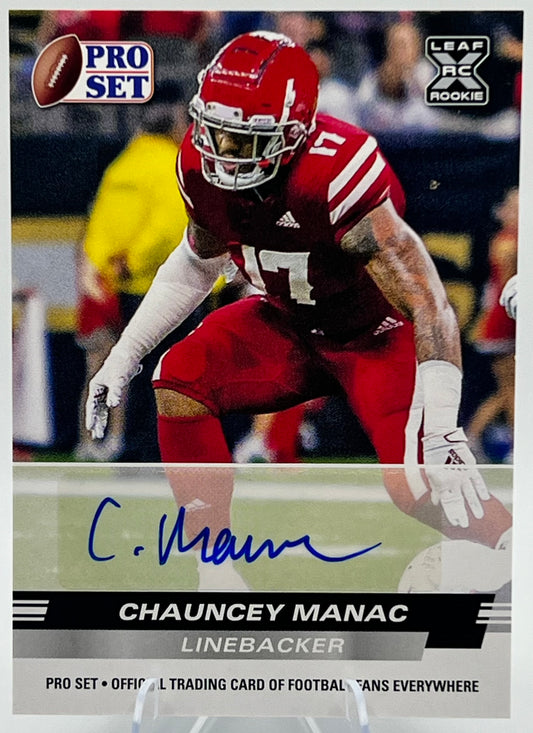 2022 Leaf Pro Set Chauncey Manac Rookie Auto Football Card