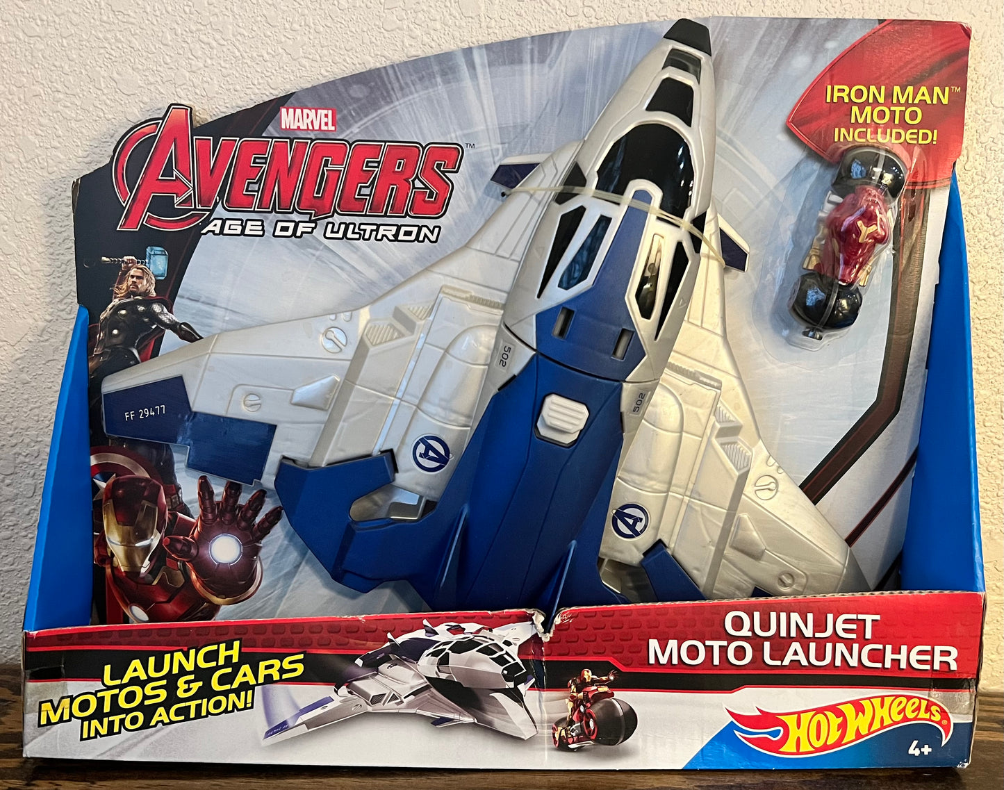 Hot Wheels Avengers Age of Ultron Quinjet Moto Launcher Set with Iron Man Moto