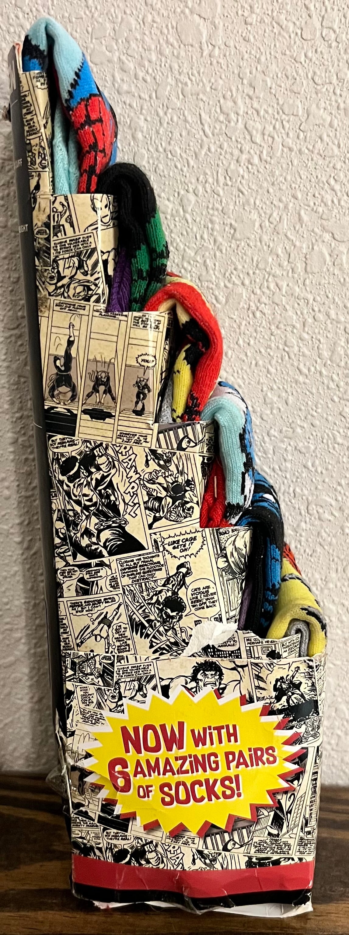 Marvel Comics New 6 pair Crew Socks Size 8-12