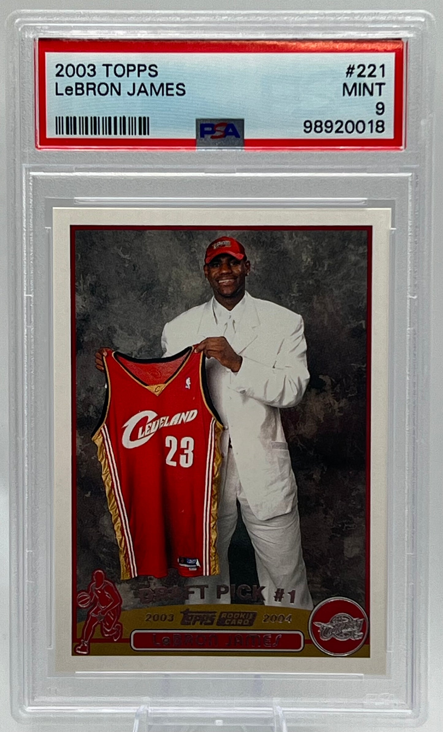 2003-04 Topps Lebron James Draft Pick #1 Rookie Card No. 221 RC Base PSA 9