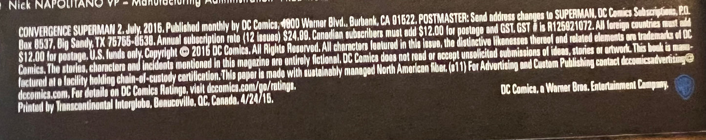 Convergence Superman Comic #2 1st App Jonathan Kent