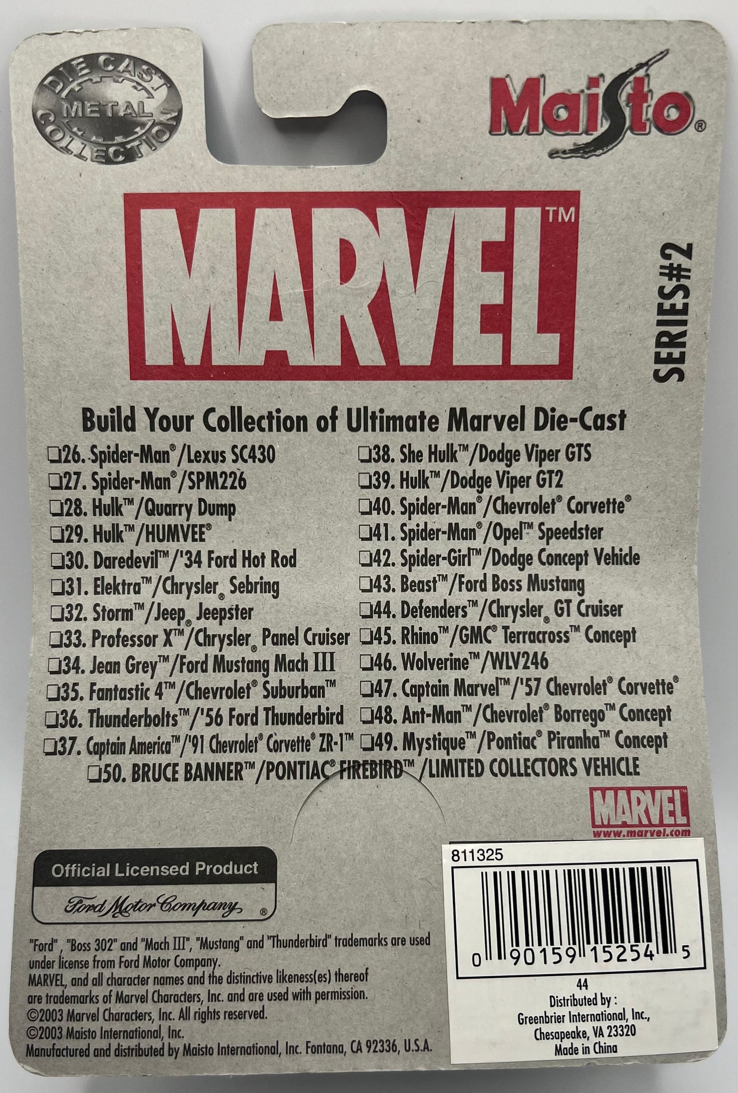 Marvel Die-Cast Collection Jean Grey Mustang Mach III