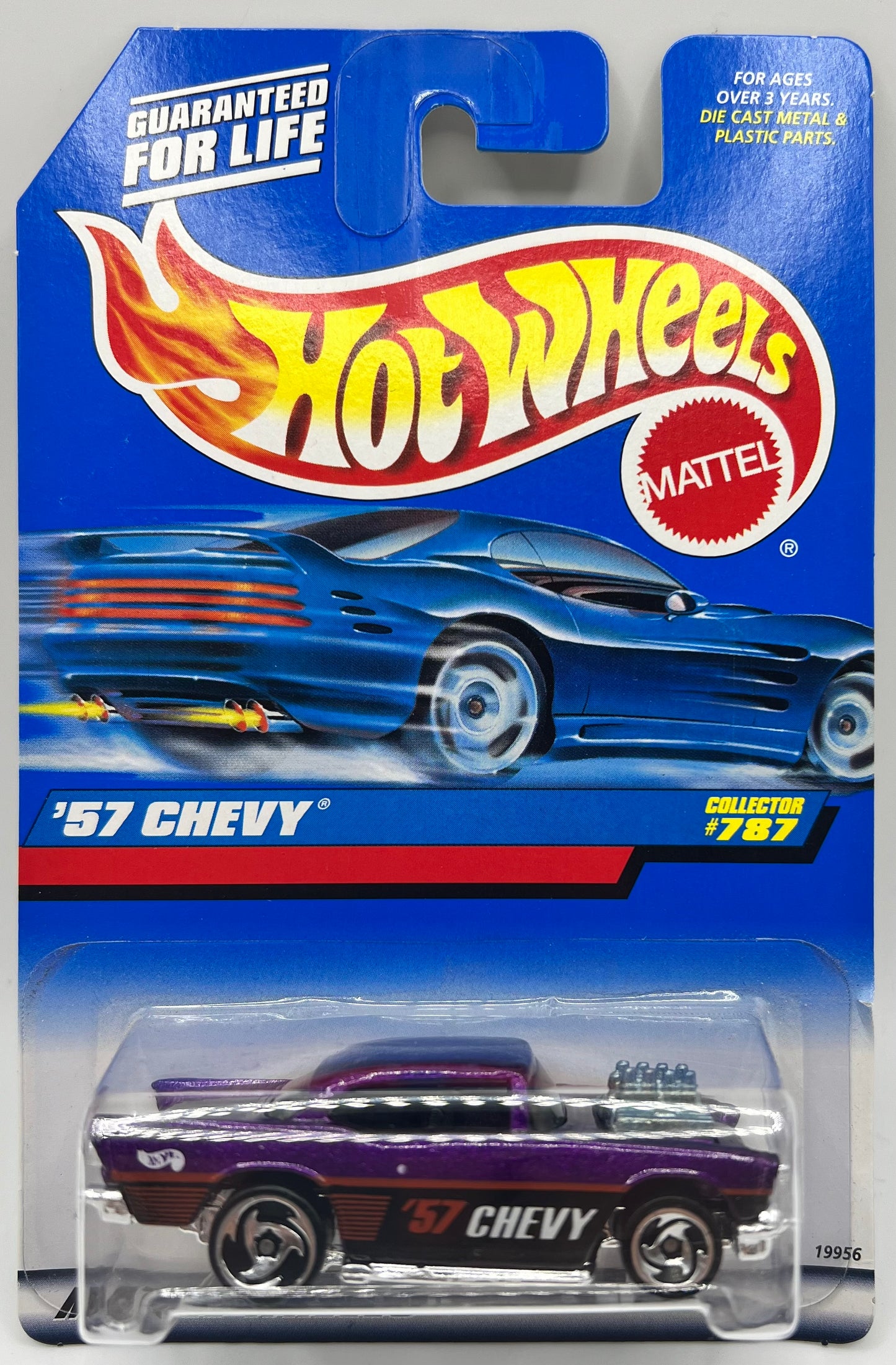 Hot Wheels 1997 '57 Chevy #787 Purple w/Chrome 3 Spoke Big/Small Wheels