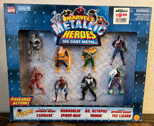 Marvel Metallic Metal Heroes Die Cast Metal Spider-Man New Toy Biz 1998