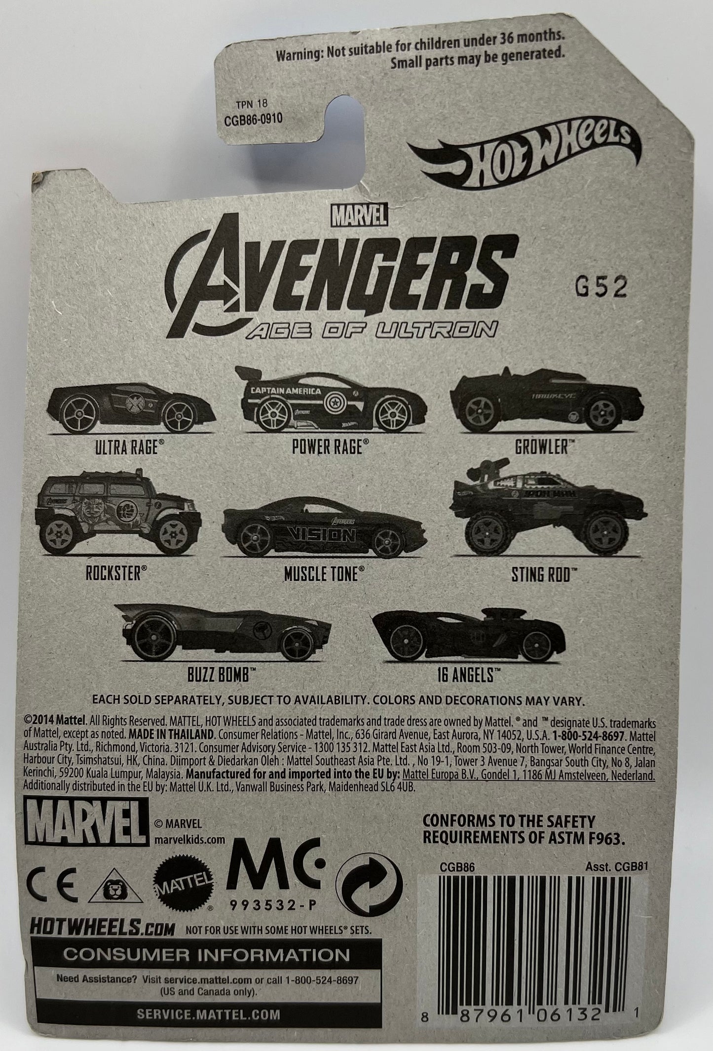 Hot Wheels Avengers Vision Muscle Tone