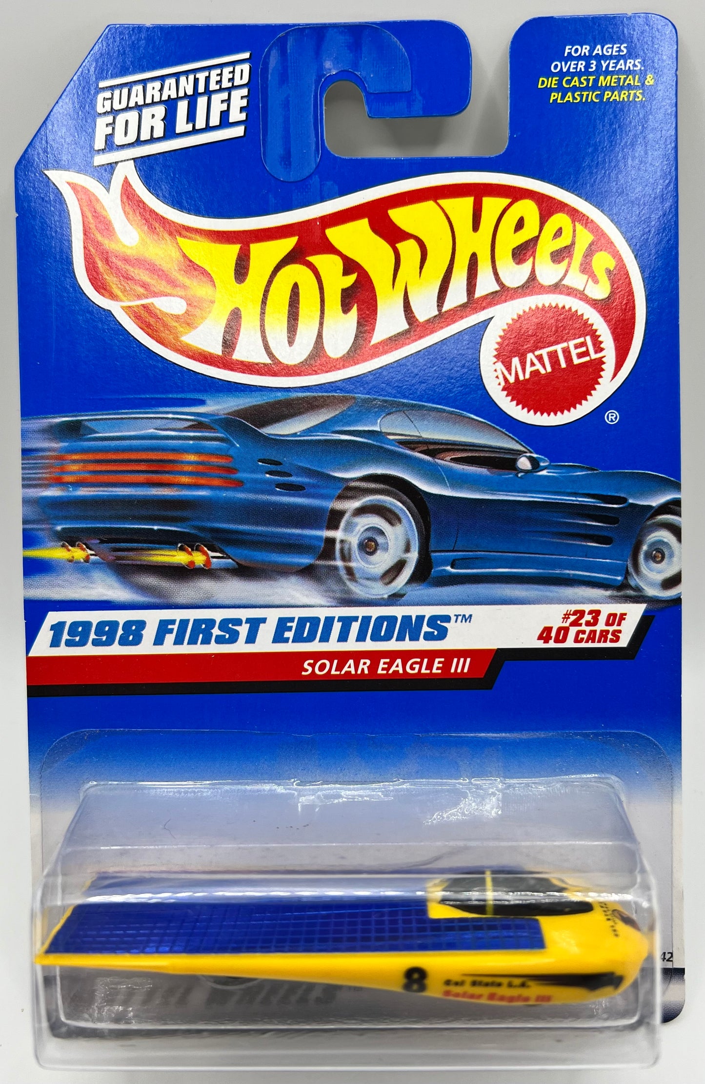 Hot Wheels 1998 First Editions 23/40 • SOLAR EAGLE III • Collector #650 • Yellow