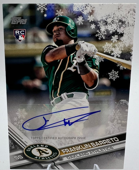 2017 Topps Walmart Holiday Snowflake Franklin Barreto Auto Baseball Card