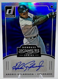 2016 Donruss Signature Series Baseball Card Andres Galarraga Auto 7/20