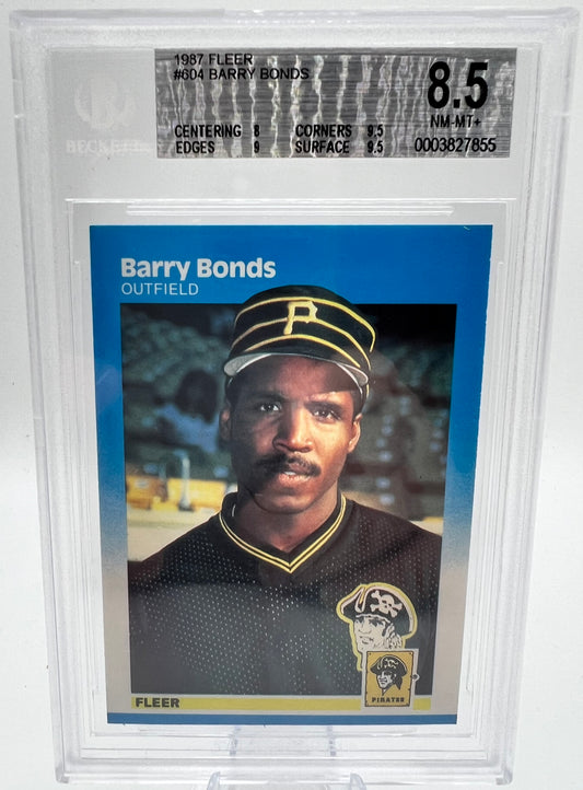 1987 Fleer Barry Bonds Rookie Baseball Card Graded 8.5