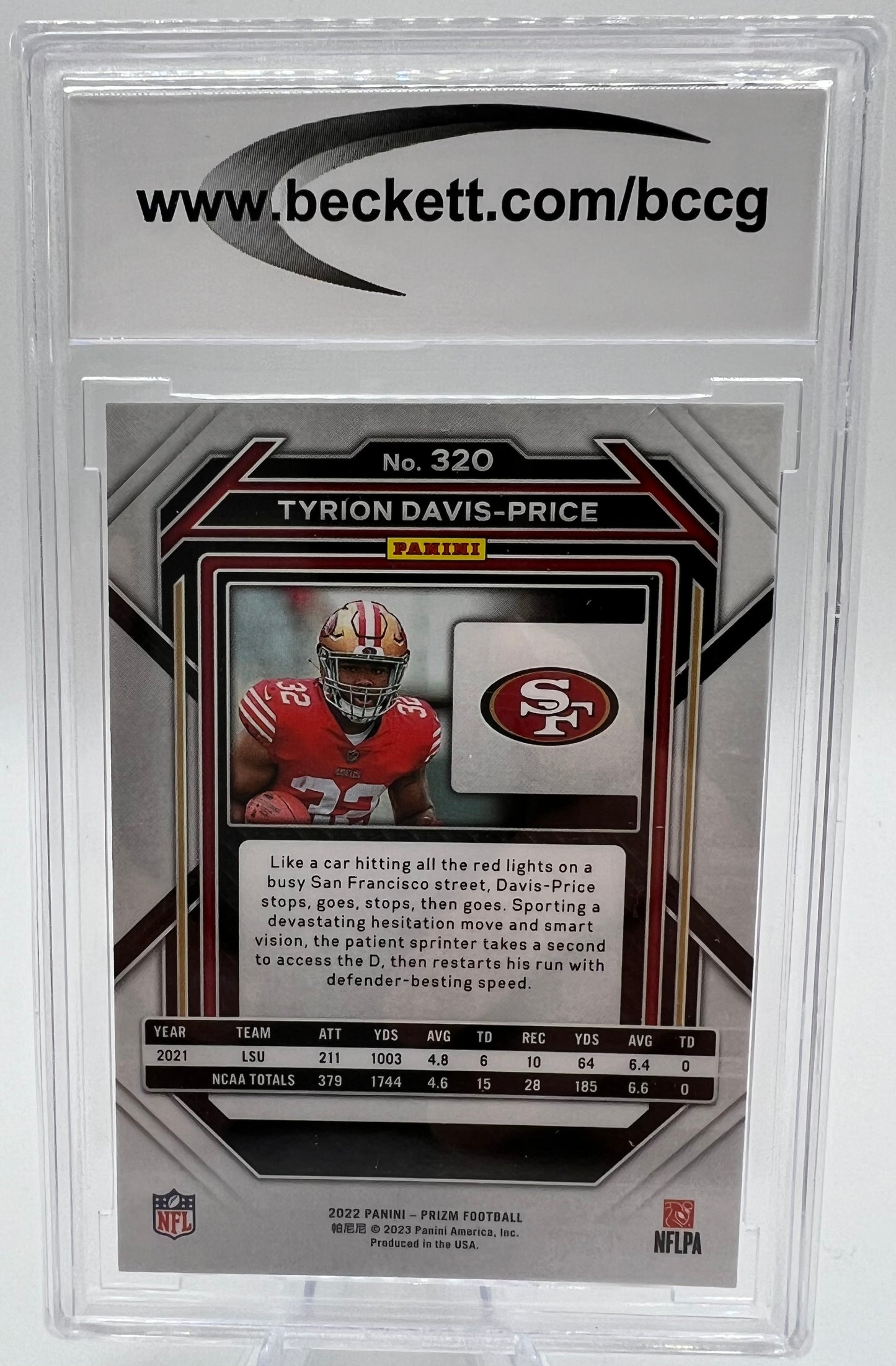 2022 Panini Prizm Tyrion Davis-Price RC Graded Football Card