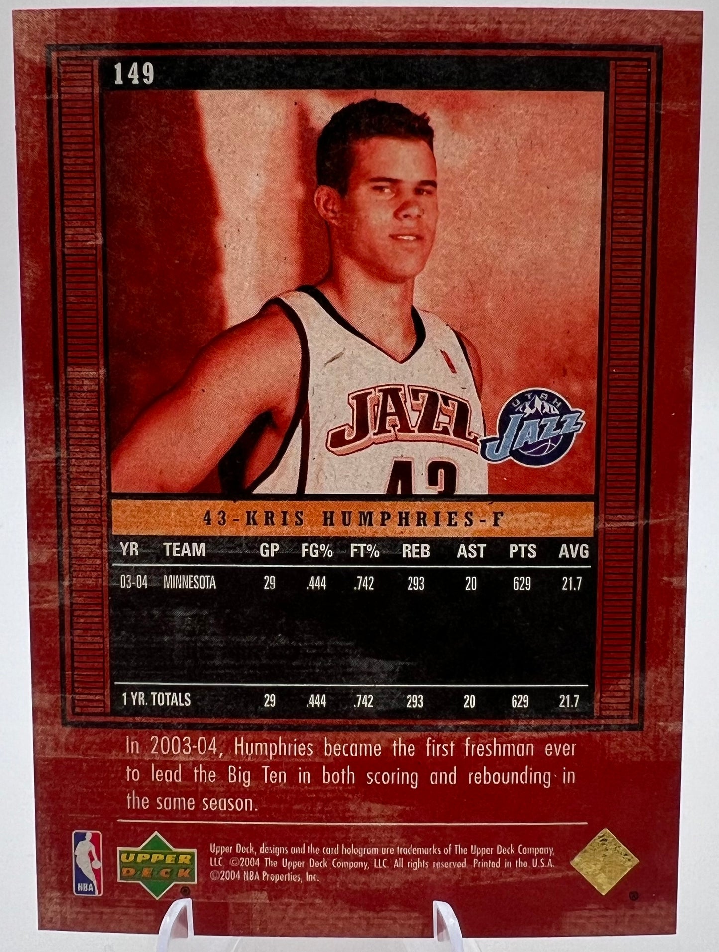 03-04 UD Legends Kris Humphries #149 56/100 Basketball Card