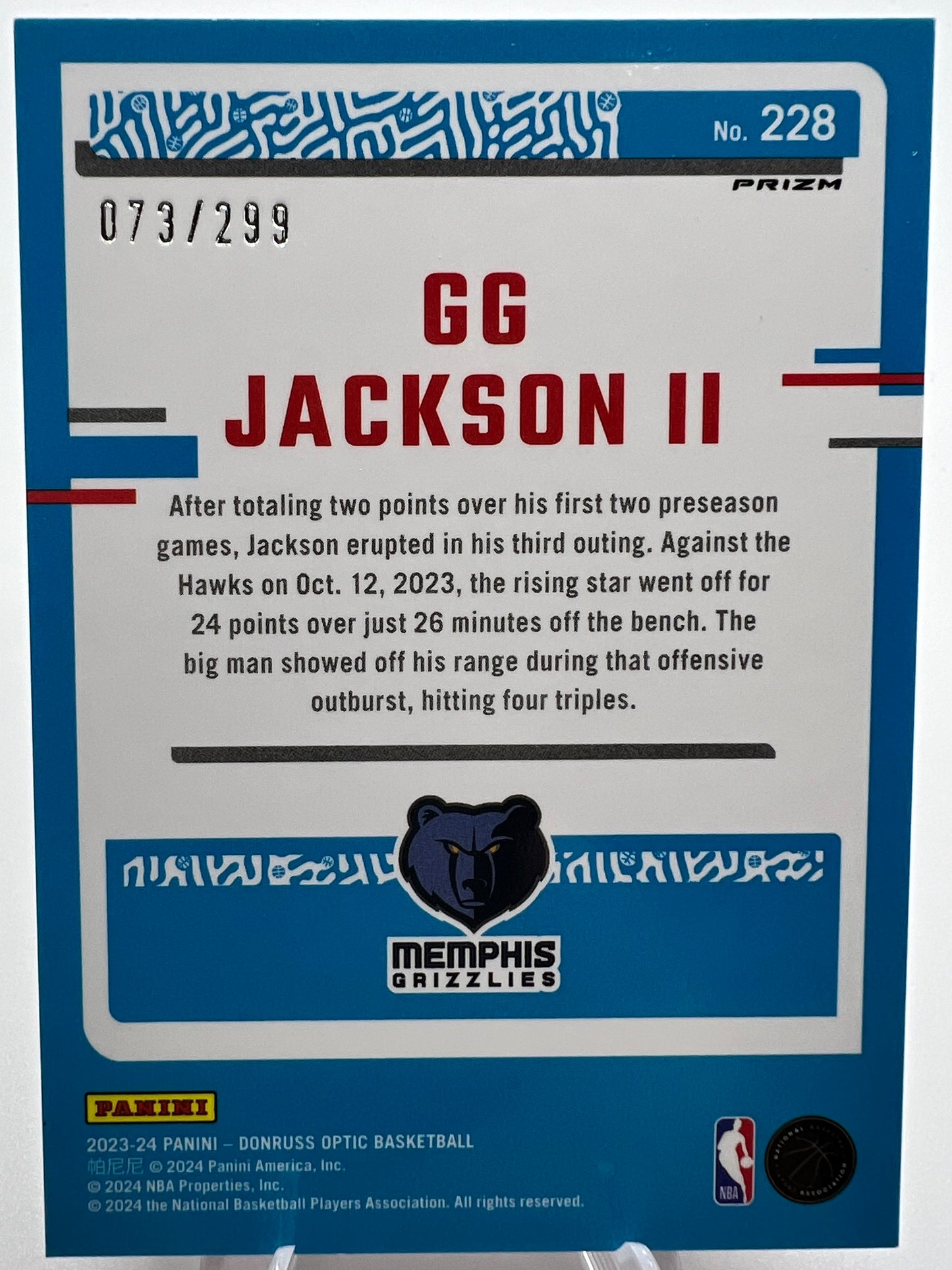 2023-24 Donruss Optic Basketball Card GG Jackson II Red #73/299