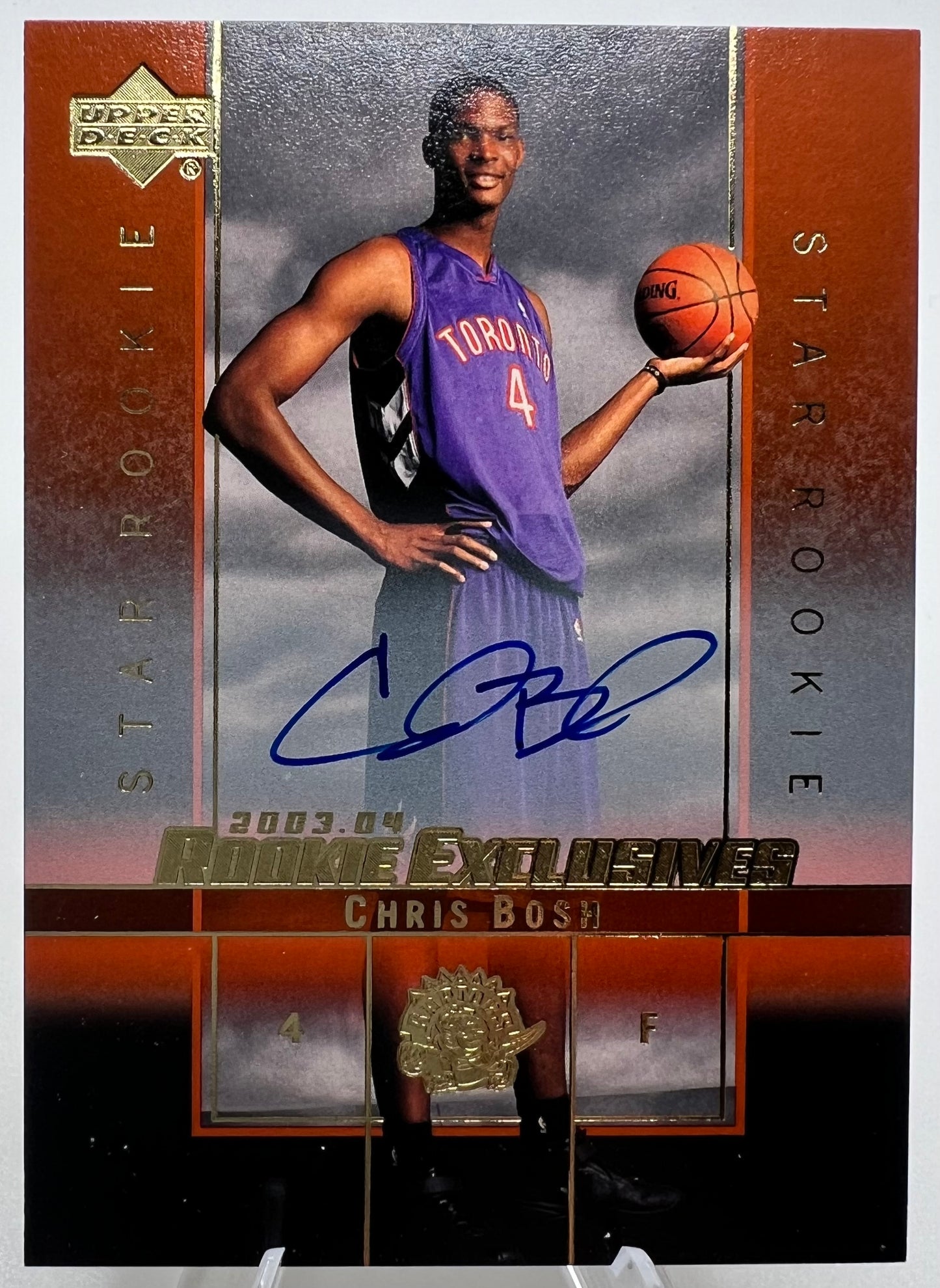 Chris Bosh 2003-04 Upper Deck Rookie Exclusives #A4 Rookie Autograph Card