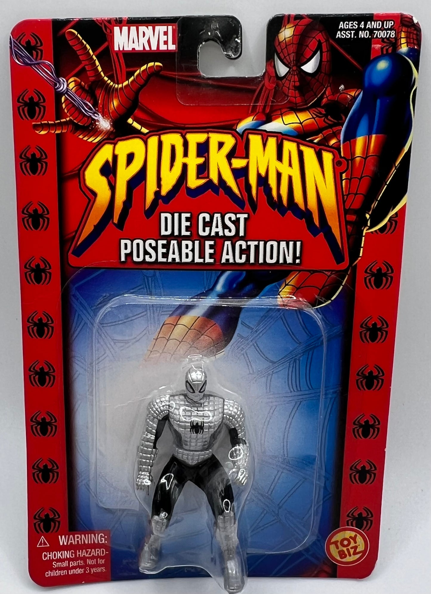 2002 Marvel Spider-Man Die Cast Poseable Action Figure Silver Suit