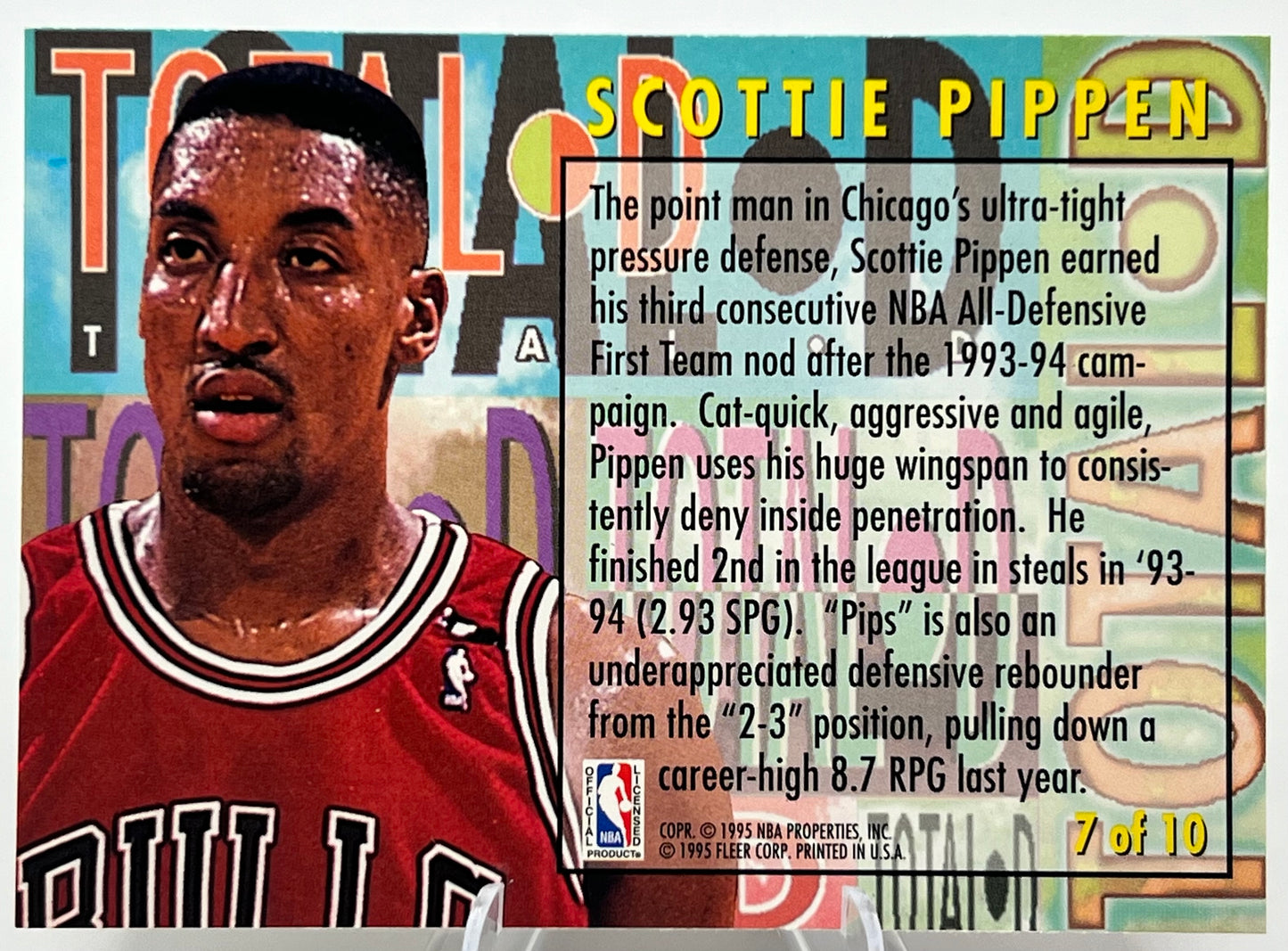 1994-95 Fleer Total D Scottie Pippen Basketball Card