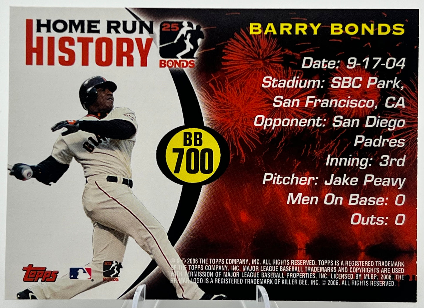 2006 Topps Barry Bonds Home Run History BB700 Baseball Card