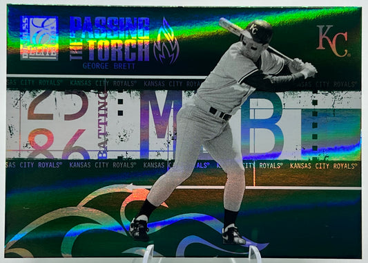 2005 Donruss Elite Passing the Torch Emerald George Brett Baseball Card
