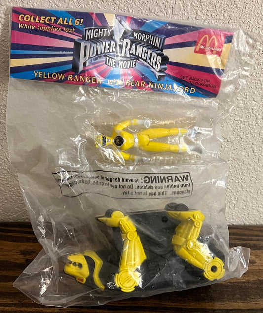 Vintage 1995 Mcdonald's Power Rangers Yellow Ranger Action Figure W/Bear Ninjazord