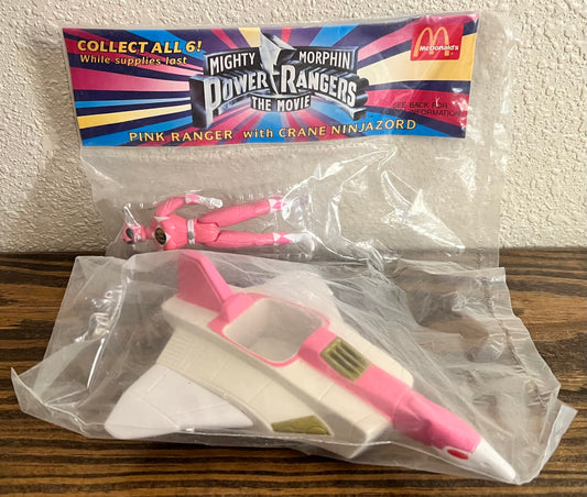 Vintage 1995 Mcdonald's Power Rangers Pink Ranger Action Figure W/Crane Ninjazord