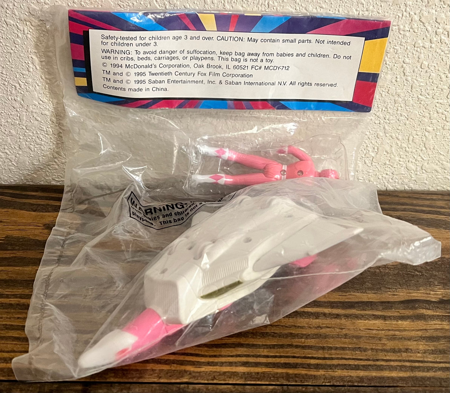 Vintage 1995 Mcdonald's Power Rangers Pink Ranger Action Figure W/Crane Ninjazord