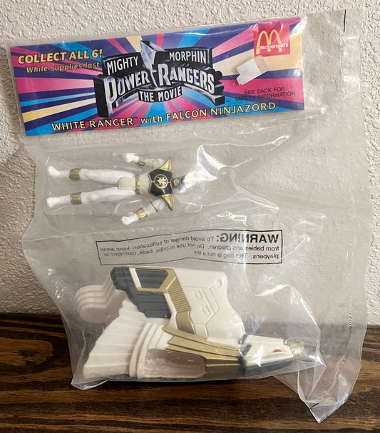 Vintage 1995 Mcdonald's Mighty Morphin Power Rangers White Ranger w/ Falcon Ninjazord