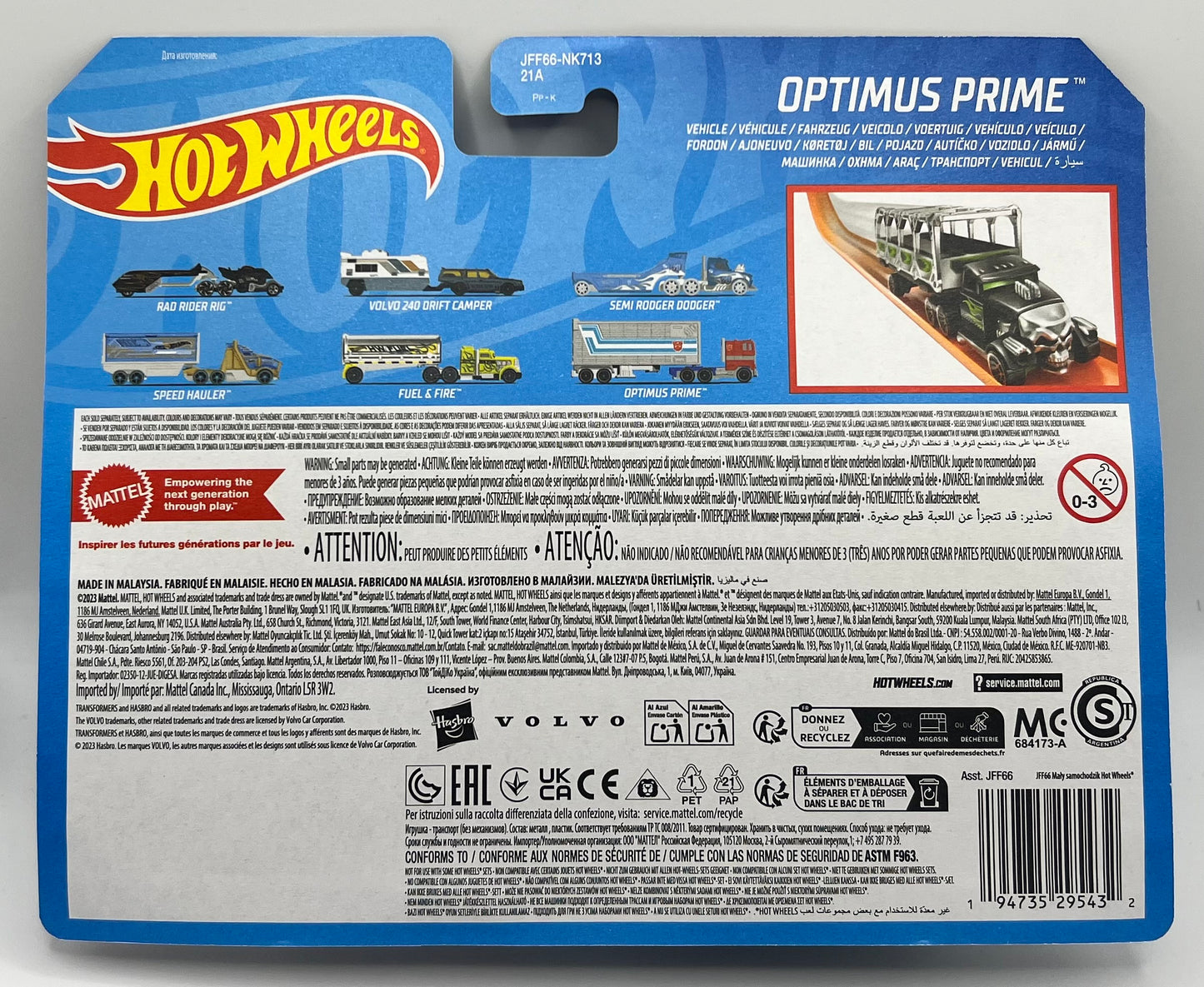 2024 Hot Wheels Transformers Optimus Prime Track Fleet 1:64