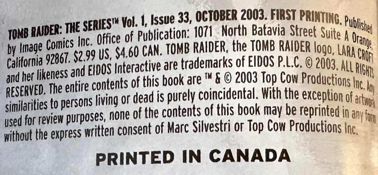 Tomb Raider #33 Tony Daniel Bikini Variant 2003