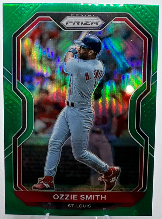 2021 Panini Prizm Ozzie Smith Green Prizm Baseball Card