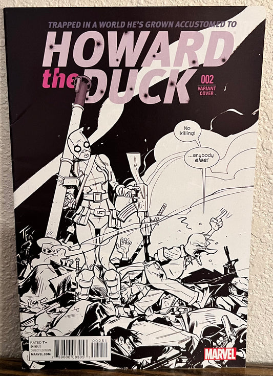 Howard The Duck #2 2nd Print Gwenpool B&W Variant Cover