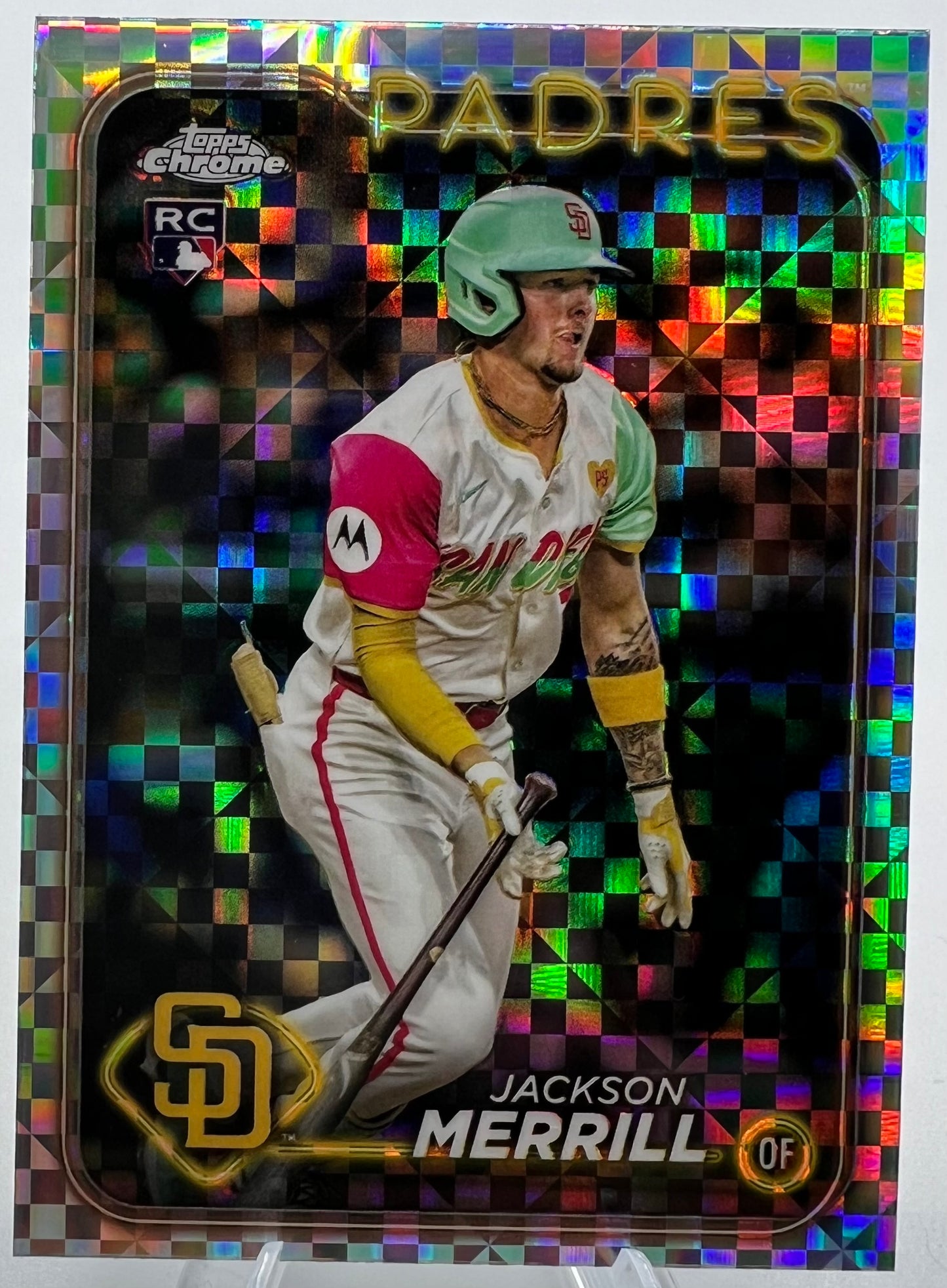 2024 Topps Chrome Update Jackson Merrill X-Fractor Rookie Baseball Card