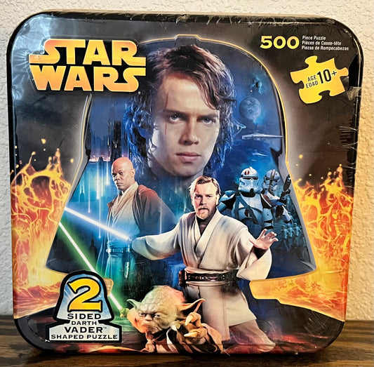 Star Wars 500 Piece 2 Sided Darth Vader Shaped Jigsaw Puzzle in Collectible Tin