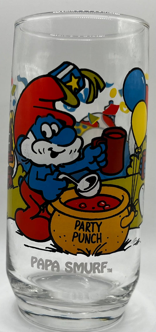Vintage 1983  Smurfs Papa Smurf Peyo Drinking Glass