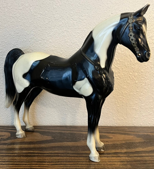 Vintage 1956-67 Breyer Glossy Black White Pinto Tobiano Horse