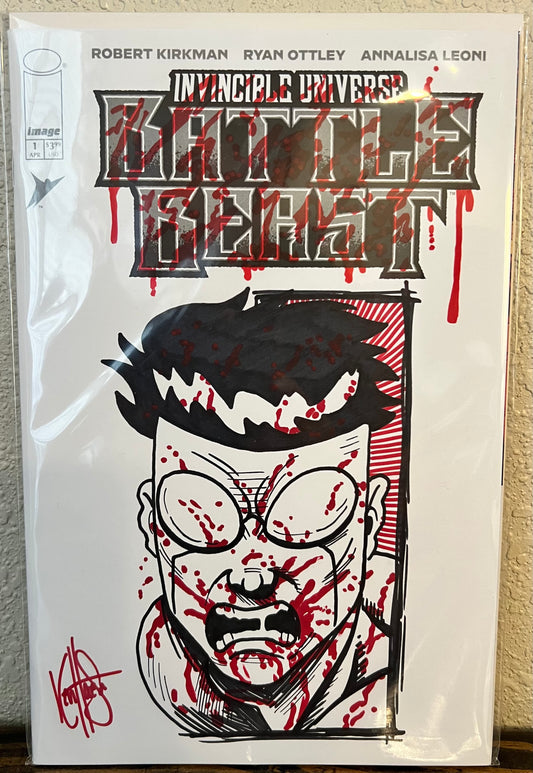 Battle Beast #1 Blank Variant Signed & Sketched by Ken Haeser with COA from DF