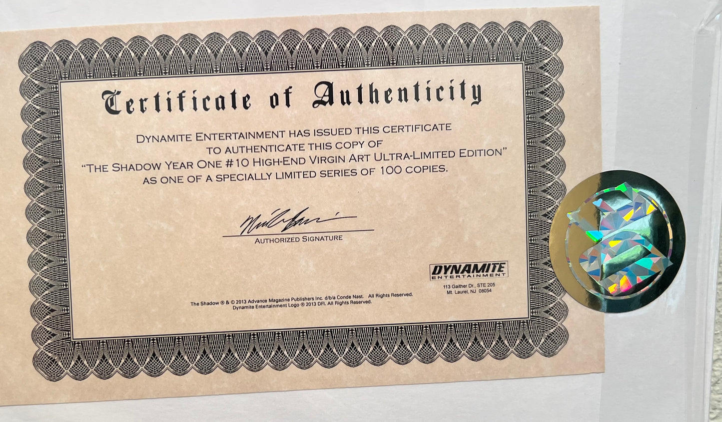 The Shadow Year One #10 High End Virgin Art Ultra Limited Edition w/COA from DF